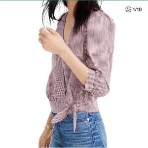 Madewell Gingham Wrap Top Small